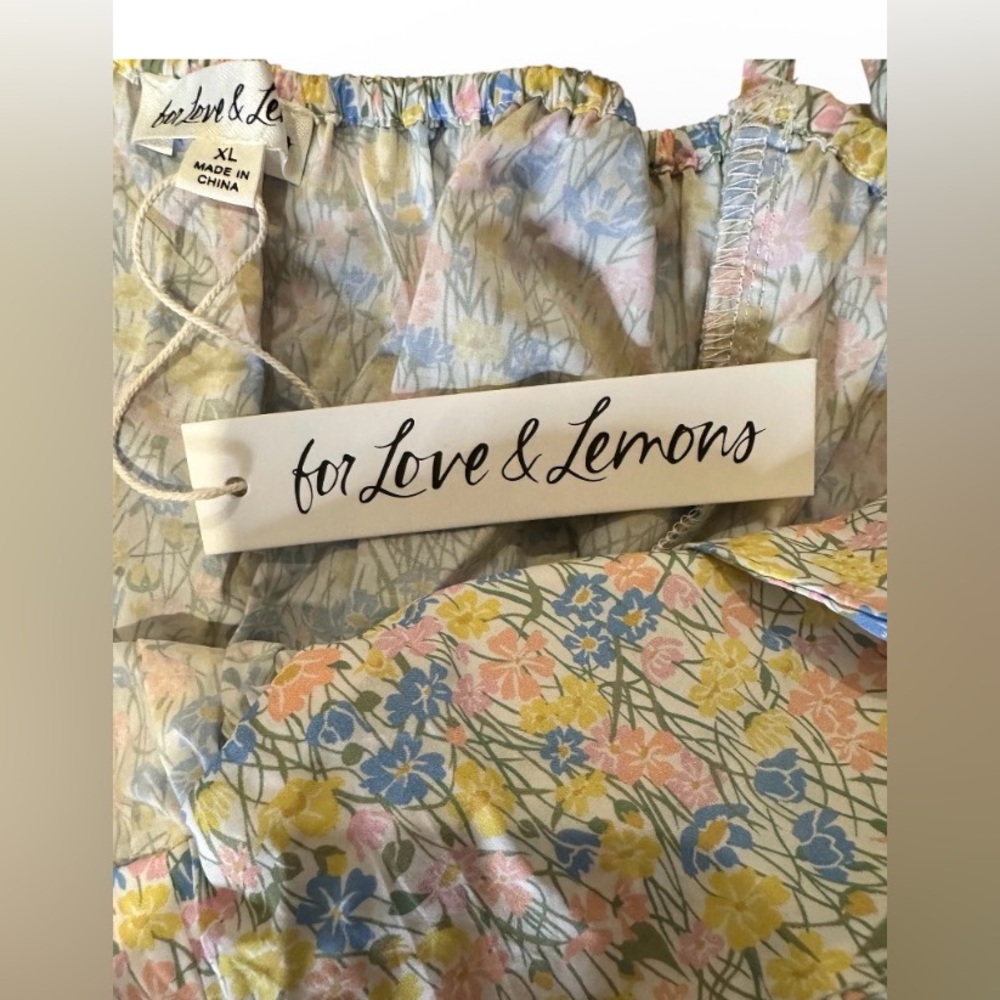 For Love and Lemons Sibylla Cotton Midi Dress, Sun Dress, Full Skirt, Floral, XL - Picture 6 of 7